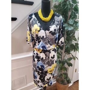 Beauport Women's Multicolor Floral V-Neck Short Sleeve Knee Length Dress Size 2X